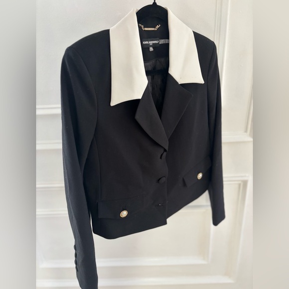KARL LAGERFELD PARIS Colorblocked Lapel Blazer, Size 10 - Picture 8 of 10